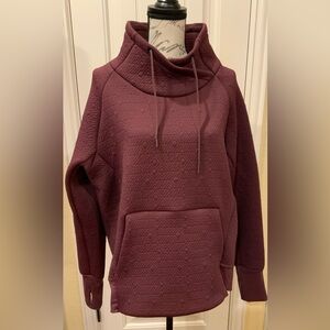 Athleta Textured Cowl Neck Sweatshirt - Deep Burgundy